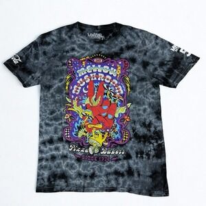Mellow Mushroom Psychedelic Graphic T Shirt Small Tie Dye Pizza Bakers Peace Tee